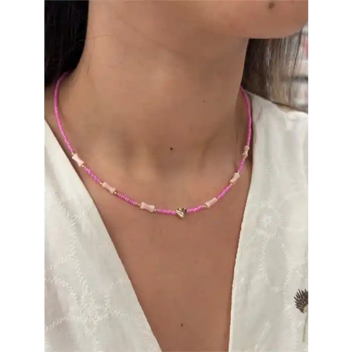 TCX Kalp Boncuk Kolye - Pembe