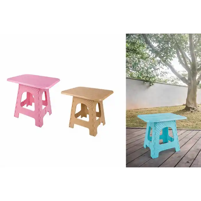 TCX Katlanır Rattan Sehpa Dayanıklı Plastik Balkon Bahçe Kamp Sehpası