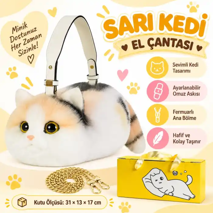 TCX Kedi El Çantası Sarı