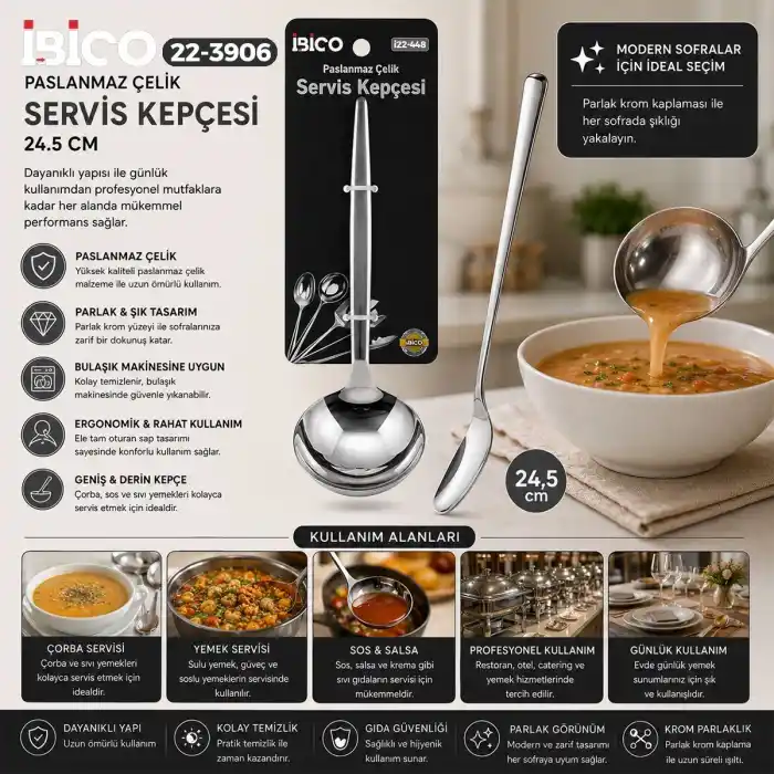 TCX Krom Metal Servis Kepçe 24.5 cm