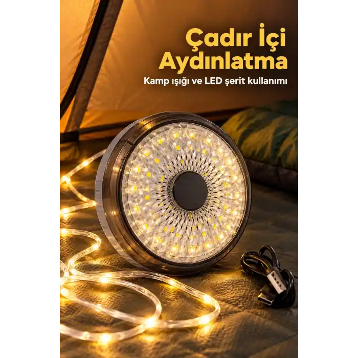 TCX LED Şeritli Kamp Işığı Type C Şarj Girişli