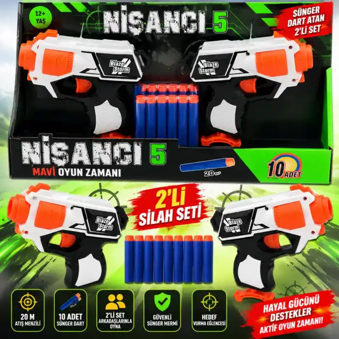 TCX Nişancı Oyuncak Silah Sünger Atan 2li