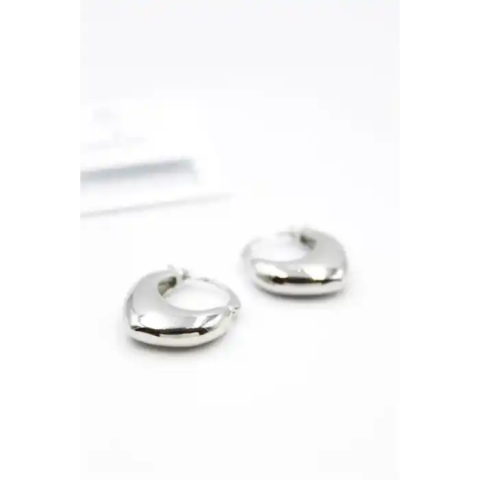 TCX Oval Halka Küpe - Gümüş