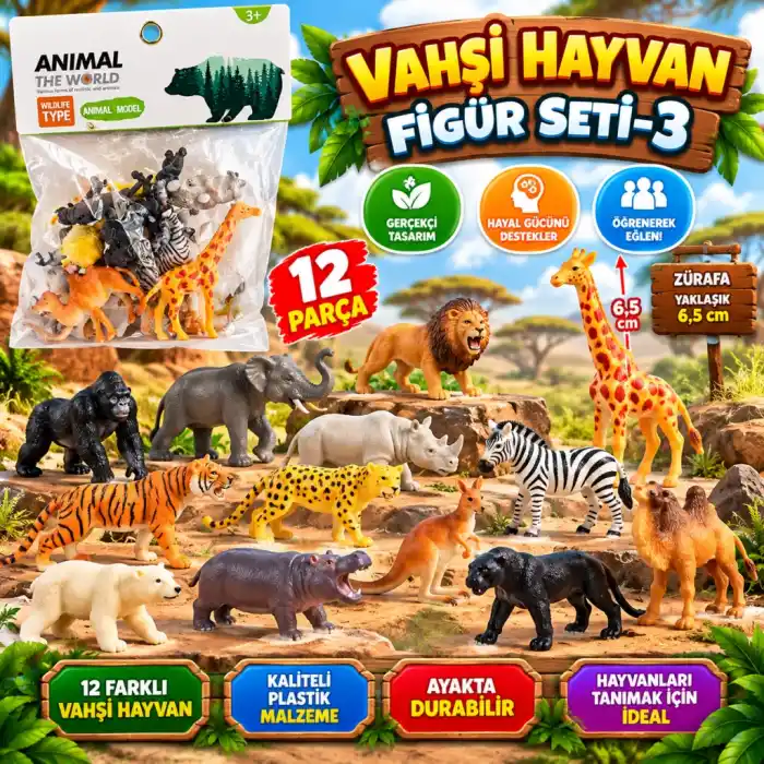 TCX Poşette 12 li Vahşi Hayvan Figür Seti-3