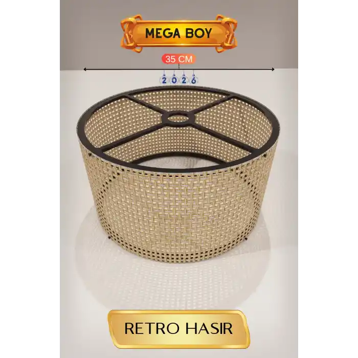 TCX Retro Hasır Lambader Başlığı 35 CM Mega Boy