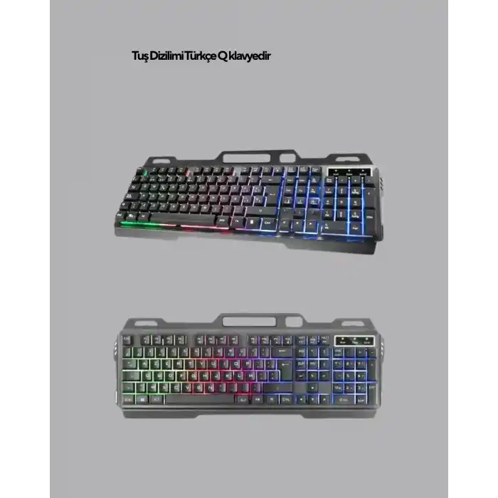 TCX Set Işıklı Klavye Mouse + Bluetooth 5.2 Kulaklık  Paketi
