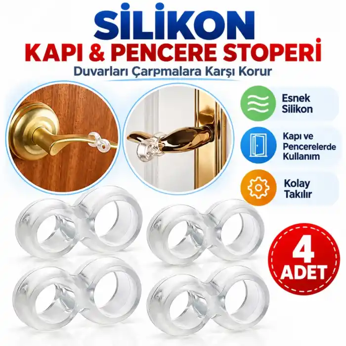 TCX Silikon Kapı & Pencere Vurma Önleyici Stoper Kapı Tamponu 4 Adet