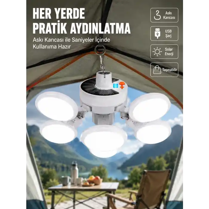 TCX TCX® USB ve Solar Şarjlı Katlanabilir 5 Taraflı LED Lamba