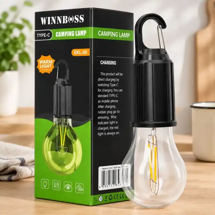 TCX USB Şarjlı Rustik Kamp Lambası - 3 Kademe, Mandallı Askılı