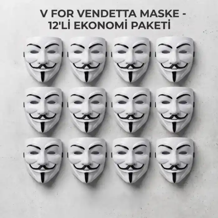 TCX V FOR VENDETTA MASKESİ - 12Lİ PAKET - PLASTİK