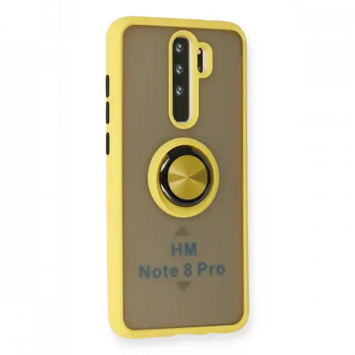 TCX Xiaomi Redmi Note 8 Pro Kılıf  Yüzüklü Silikon Kapak - Sarı