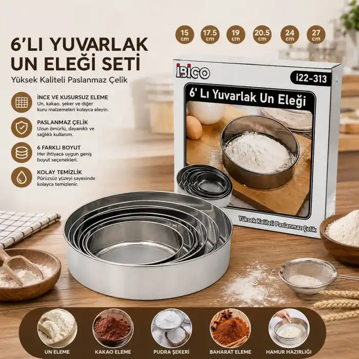 TCX Yuvarlak Metal Un Eleği