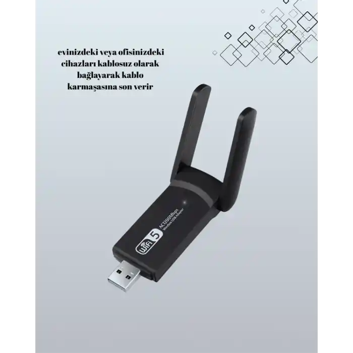 Kablosuz Ağ Adaptörü 2.4GHz ve 5GHz Destekli