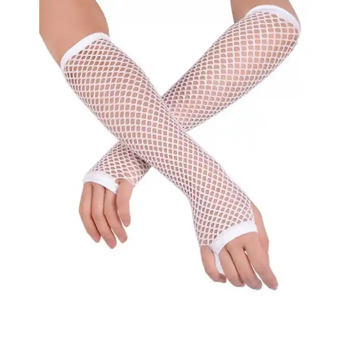 Etkileyici Uzun File Eldiven Beyaz 26 cm Parti Kutlamaları