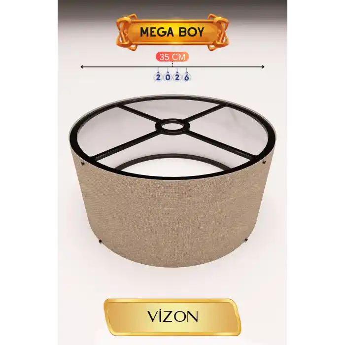 Şık Vizon Lambader Başlığı 35 cm Modern Dekor
