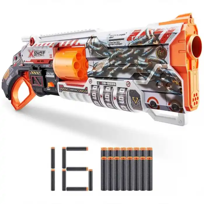 Eğlenceli X-Shot Skins Lock Blaster 16 Dartlı Oyun Seti