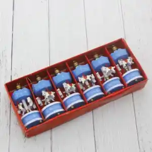 Dekoratif El Yapımı Mavi Mini Atlı Karınca 6lı Set