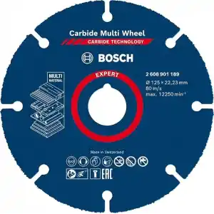 Bosch 1x EXPERT Carbide Multi Wheel Kesici Diskler (Sert ahşap, Çivili ahşap, Plastik, Alçıpan panel, Ø 125 mm, Aksesuar Küçük Avuç Taşlama Makinesi)