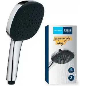 GROHE Vitalio Comfort 110 El Duşu, 2 Akışlı (Yağmur & Jet), SmartSwitch, 110mm Kare Duş Başlığı, Düşmeye Dayanıklı Silikon Halka, Kireç Önleyici Sistem, Krom, 26397001