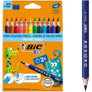 BIC Kids Evolution Üçgen Jumbo Renkli Kalem, 12Li Kutu