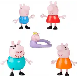Peppa Pig Peppanın 5 Kişilik Ailesi ve Bebek Evie | El Ele Tutuşabilen Hareketli Figürler | 3 Yaş ve Üzeri Kız ve Erkek Çocuklar İçin Okul Öncesi Oyuncak