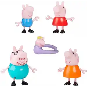 Peppa Pig Peppanın 5 Kişilik Ailesi ve Bebek Evie | El Ele Tutuşabilen Hareketli Figürler | 3 Yaş ve Üzeri Kız ve Erkek Çocuklar İçin Okul Öncesi Oyuncak