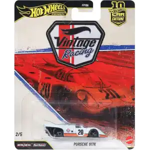 Hot Wheels Car Culture 1:64 ölçekli premium metal oyuncak, Porsche 917 K, Real Riders tekerlekler, Metal/Metal gövde ve şasi, Vintage Temalı Arabalar, JKF03