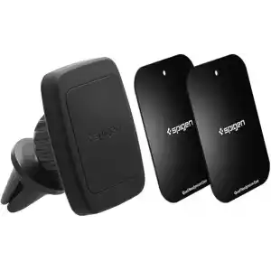 Spigen H12 Manyetik Araç içi Havalandırma Telefon Tutucu + 2 Adet Plaka Tüm Telefonlara Uyumlu Black - 000CD20115