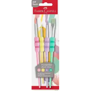 Faber-Castell Yumuşak Dokulu Fırça Pastel Seti, 4’lü, Kaymaz Tutma Yeri, Ergonomik Kavrama, İnce ve Kalın Uçlu Boyama Fırçaları