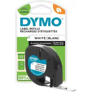 DYMO LetraTag Plastik Şerit (12 mm X 4 mt), Beyaz (59422)