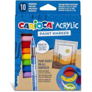 Carioca Akrilik Paint Marker Su Bazli Fırça Uçlu 10Lu