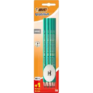 BIC Evolution HB Kurşun Kalem ve Silgi Seti, 10 HB Uçlu Kurşun Kalem ve 1 Silgi