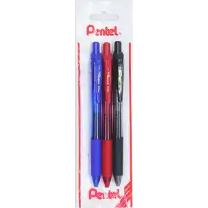 Pentel ENERGEL 0.7 mm Likit Roller Kalem Siyah/Mavi/Kırmızı 3lü set