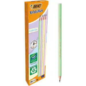 BIC Evolution Pastel Kurşun Kalem, 12li Kutu, Kıymık Oluşturmaz, Çiğnemeye Karşı Dayanıklı, Kolay Açılır