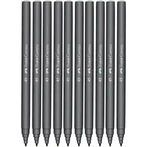 Faber-Castell İğne Uçlu Keçeli Kalem Seti, 10’lu, Siyah Renk, Havalandırmalı Kapak, Kağıt ve Karton Yüzeyler İçin Uygun