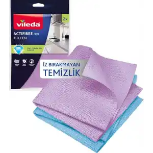 Vileda Actifibre Pro Kitchen Mikrofiber Bez, PVA Kaplama, İz Bırakmayan Tasarım