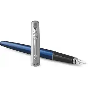 Parker Jotter Mavi Krom Tasarımlı Dolma Kalem, Orta Kalınlıkta Uç, Mavi Mürekkep
