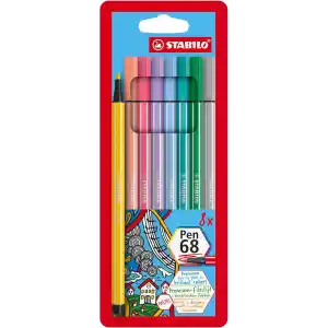 STABILO Pen 68 - Keçe Uçlu Boya Kalemi - 8li Paket - Pastel Renkler