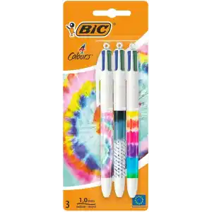 BIC 4 Colour Decor Lines Tükenmez Kalem 3lü Blister, Dört Renk Tek Kalemde (Siyah,Mavi, Kırmızı, Yeşil)