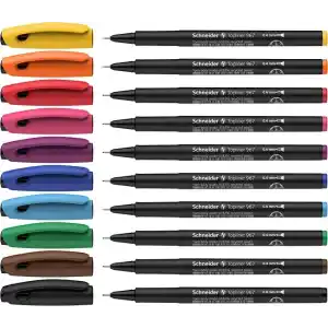 Schneider Topliner 967 Fineliner (çizgi kalınlığı 0,4 mm) 10lu kutu çeşitli