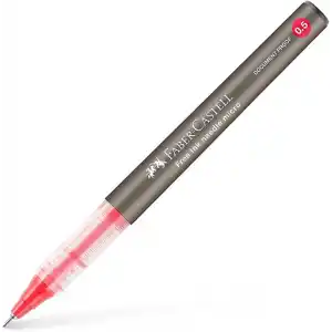 Faber-Castell Free Ink Roller Kalem 0.5, Kırmızı, Silinmez Kalıcı Mürekkep, İğne Uçlu, Akıcı Yazım, Mürekkep Göstergeli