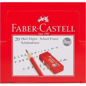 Faber-Castell Kırmızı Silgi, 20’li, Kurşun Kalem İzlerini Kolayca Silen, Yumuşak ve Dayanıklı Yapı, Doğa Dostu Tasarım