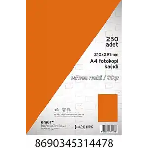 Umur A4 Renkli Fotokopi Kağıdı, Saffron, 250 Yaprak