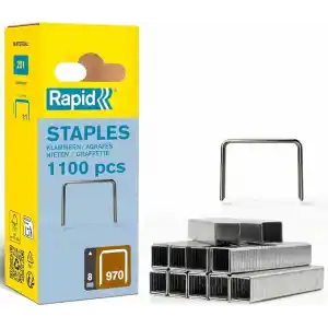 Rapid 970 tel zımba, bacak uzunluğu 8 mm, galvanizli çelik, 1120 paket