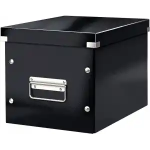 Leitz Click & Store Orta Boy Küp Saklama Kutusu 61090095, Siyah, Metal Kulplu, 260x240x260 mm