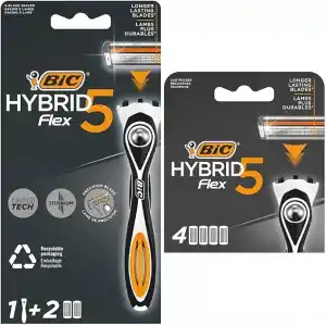 BIC Hybrid 5 Flex 1 Sap & 2 Başlık Erkek Tıraş Bıçağı ve 4lü Yedek Tıraş Bıçağı Kartuşu Seti