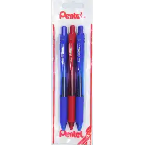 Pentel ENERGEL 0.7 mm Likit Roller Kalem 2xMavi/1xKırmızı 3lü set