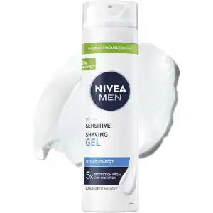 NIVEA MEN Erkek Hassas Tıraş Jeli 200 ml,Tahrişe ve Yanmaya Karşı Koruma,Alkolsüz Formül,Hassas Ciltlere Özel