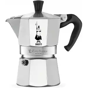 Bialetti - Moka Express: 3 Cups Ocak Üstü Espresso Pişirici - 130ml - Gümüş Renk - Alüminyum Gövde - Patentli Güvenlik Valfi - Tüm Ocak Türleri İçin Uygundur (İndüksiyon Hariç)