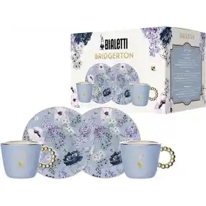 Bialetti Bridgerton 2 Fincan ve 2 Tabak Seti, Porselen, 80 ml